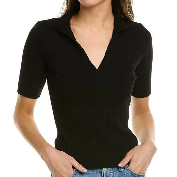 NWT Cotton Citizen Ibiza Short Sleeve Polo Jet Black Size XSmall  Retail $150 - Picture 1 of 7
